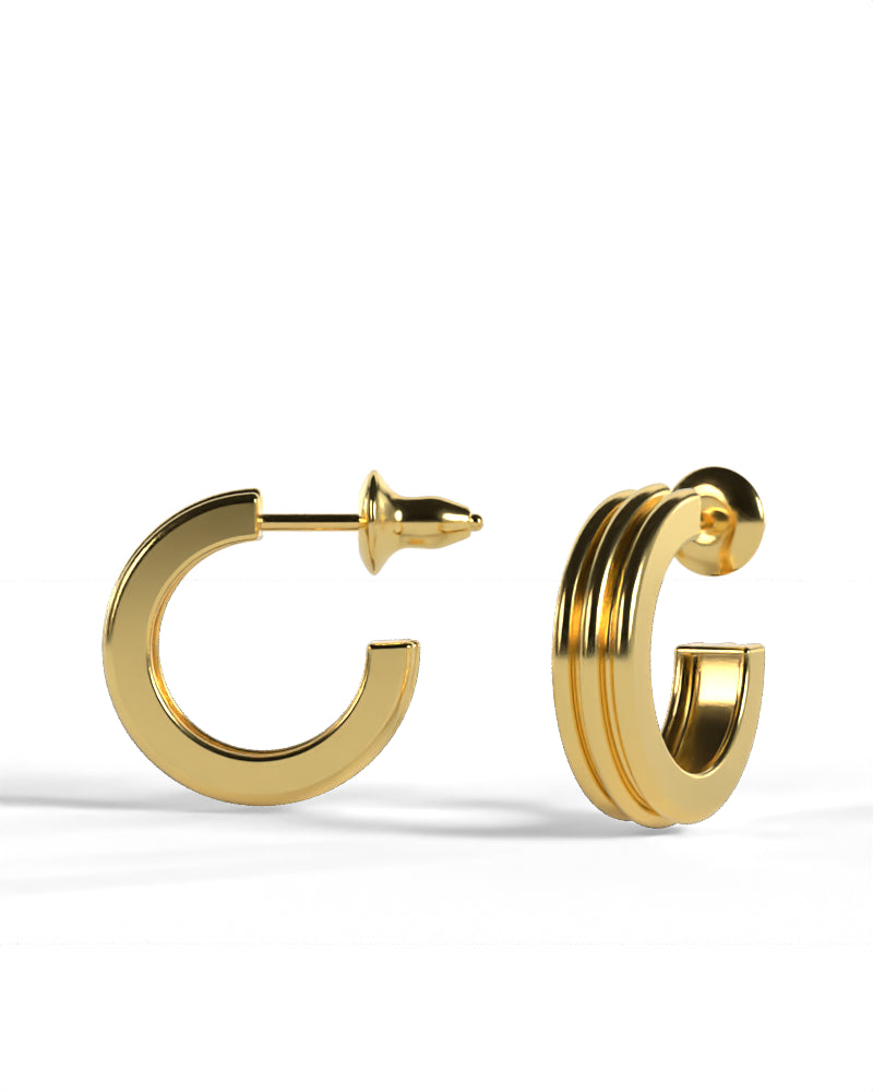 Column Base Thin Earring [Gold]