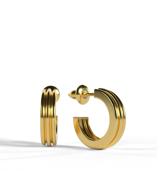 Column Base Thin Earring [Gold]