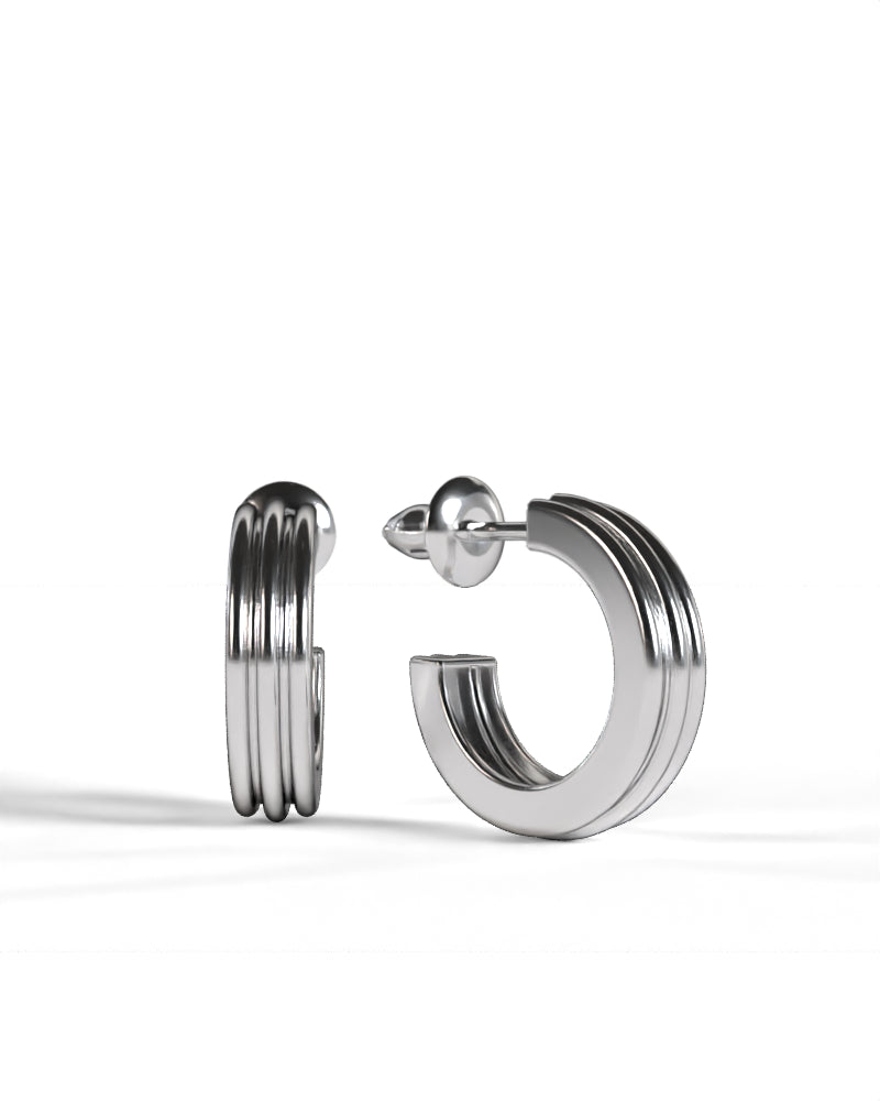 Column Base Thin Earring [Silver]