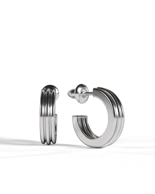 Column Base Thin Earring [Silver]