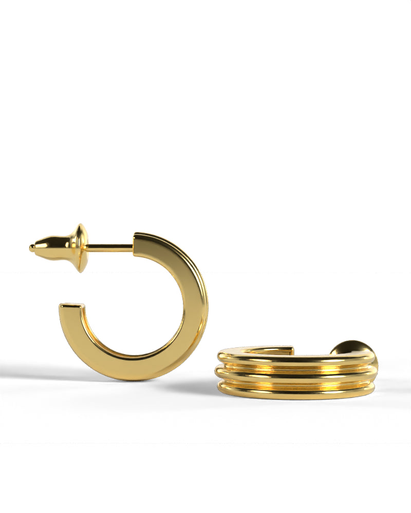 Column Base Thin Earring [Gold]