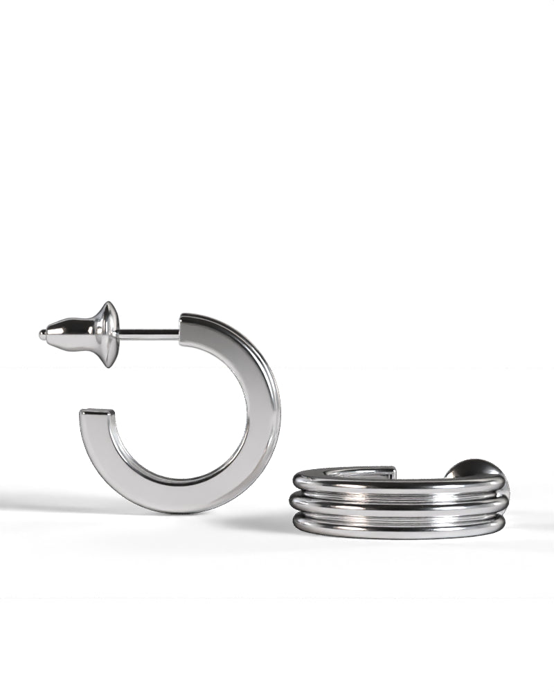 Column Base Thin Earring [Silver]
